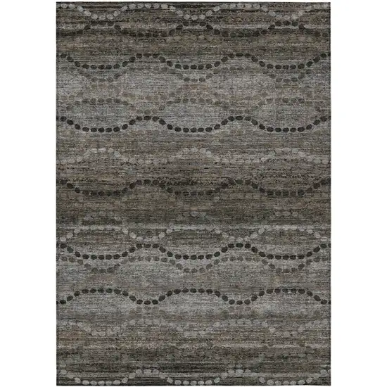 Chocolate And Gray Ogee Washable Indoor Outdoor Area Rug Photo 8