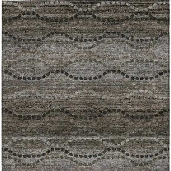 Chocolate And Gray Ogee Washable Indoor Outdoor Area Rug Photo 3