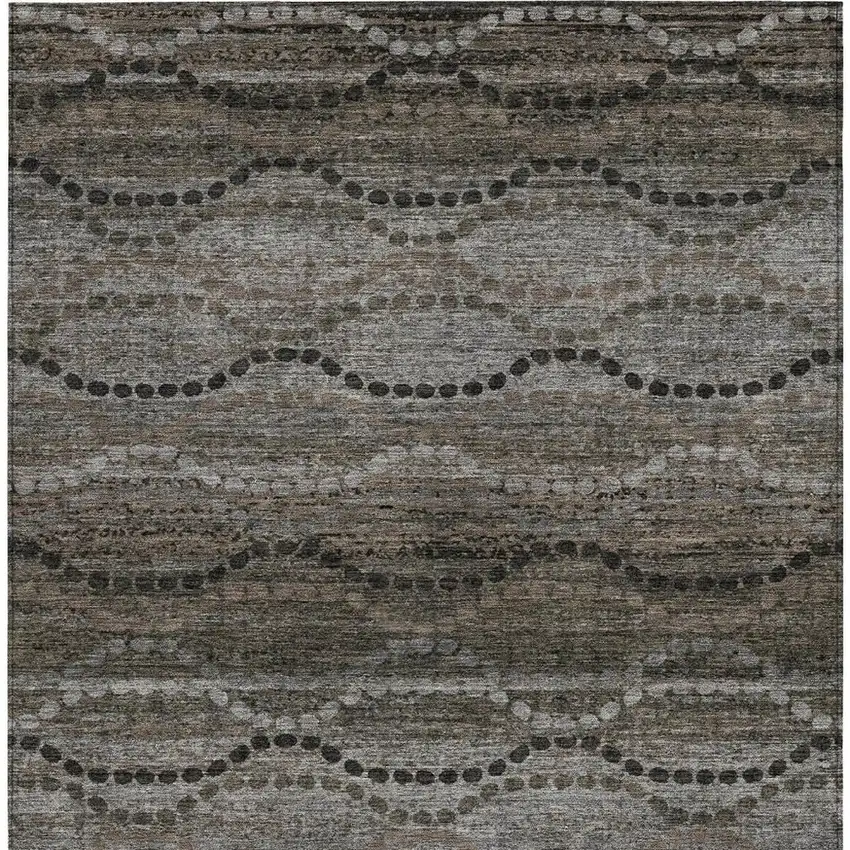 Chocolate And Gray Ogee Washable Indoor Outdoor Area Rug Photo 3