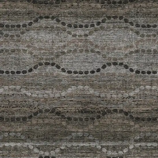 Chocolate And Gray Ogee Washable Indoor Outdoor Area Rug Photo 3