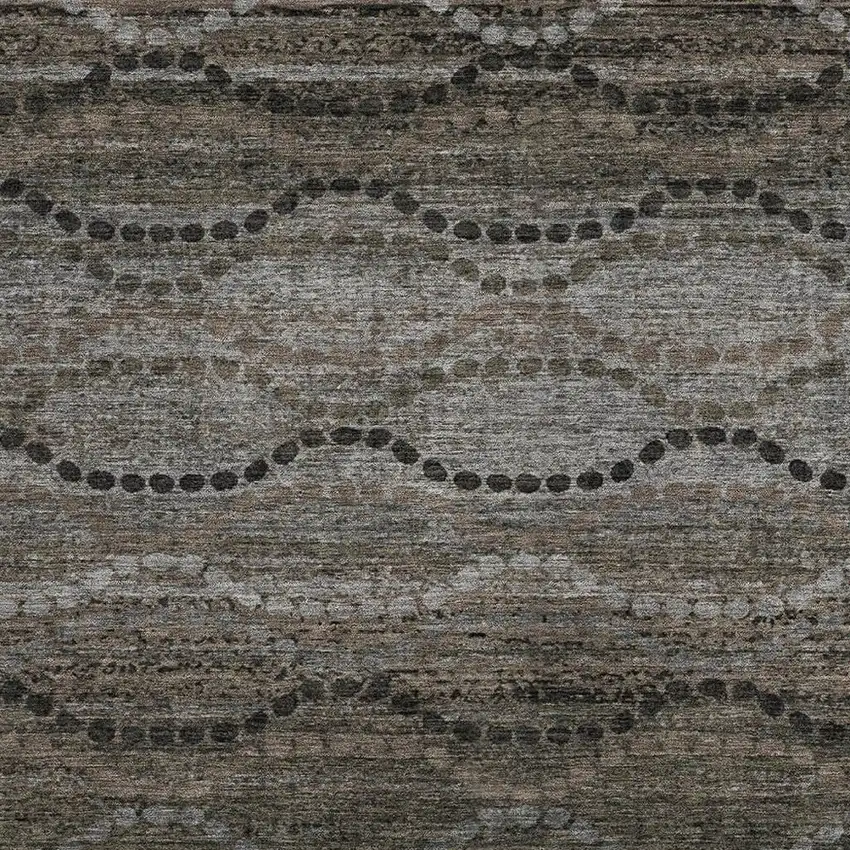 Chocolate And Gray Ogee Washable Indoor Outdoor Area Rug Photo 3
