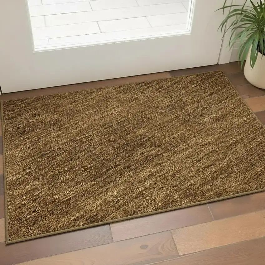 Chocolate And Gray Ombre Washable Area Rug With UV Protection Photo 2