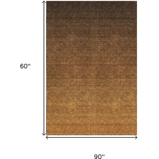 Chocolate And Gray Ombre Washable Area Rug With UV Protection Photo 3