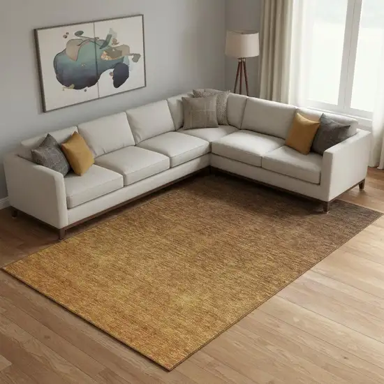 Chocolate And Gray Ombre Washable Area Rug With UV Protection Photo 2