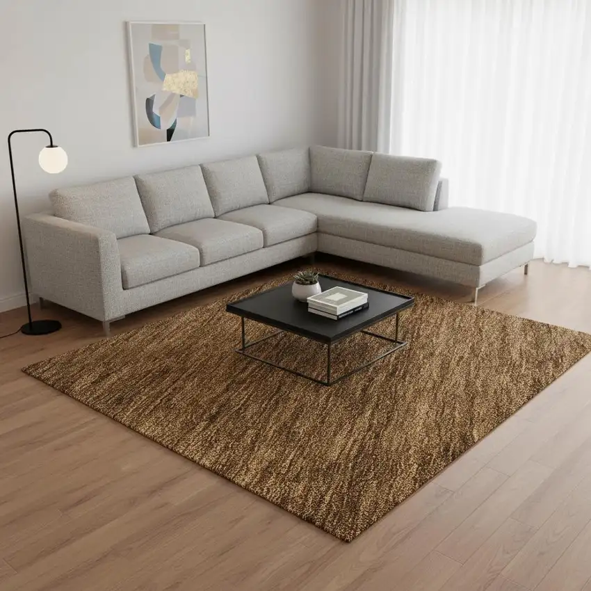 Chocolate And Gray Ombre Washable Area Rug With UV Protection Photo 2