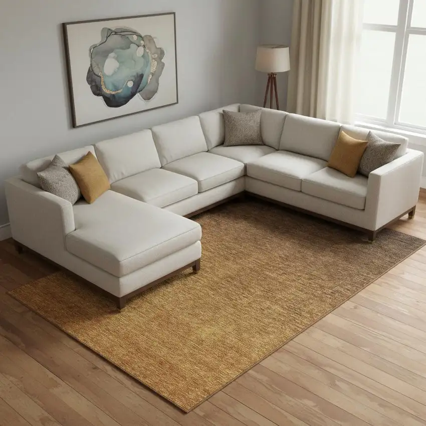 Chocolate And Gray Ombre Washable Area Rug With UV Protection Photo 2