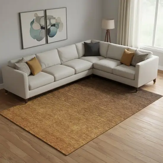 Chocolate And Gray Ombre Washable Area Rug With UV Protection Photo 2