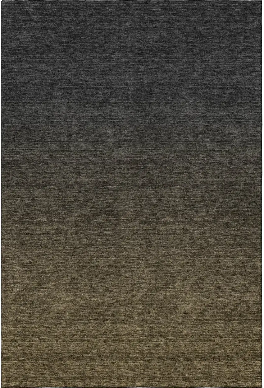 Chocolate And Gray Ombre Washable Area Rug With UV Protection Photo 4