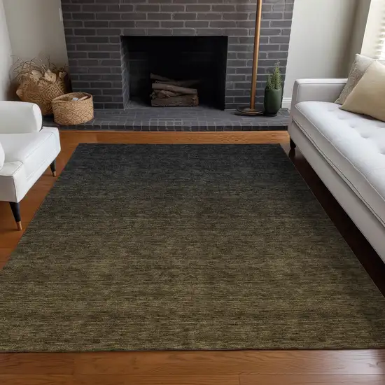 Chocolate And Gray Ombre Washable Area Rug With UV Protection Photo 5