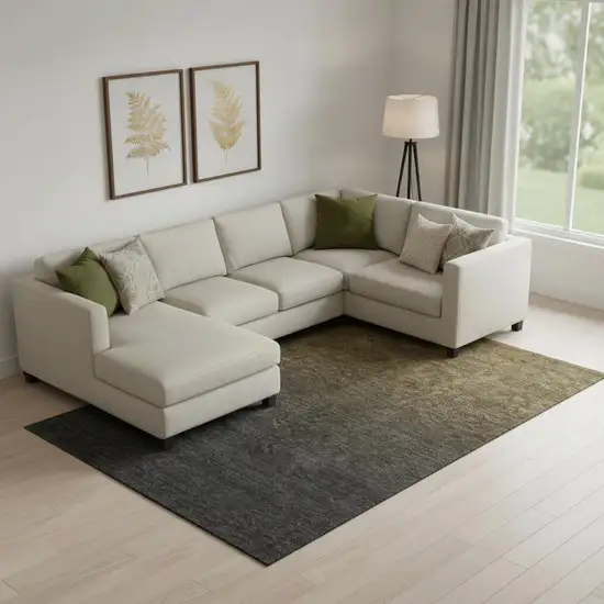 Chocolate And Gray Ombre Washable Area Rug With UV Protection Photo 1