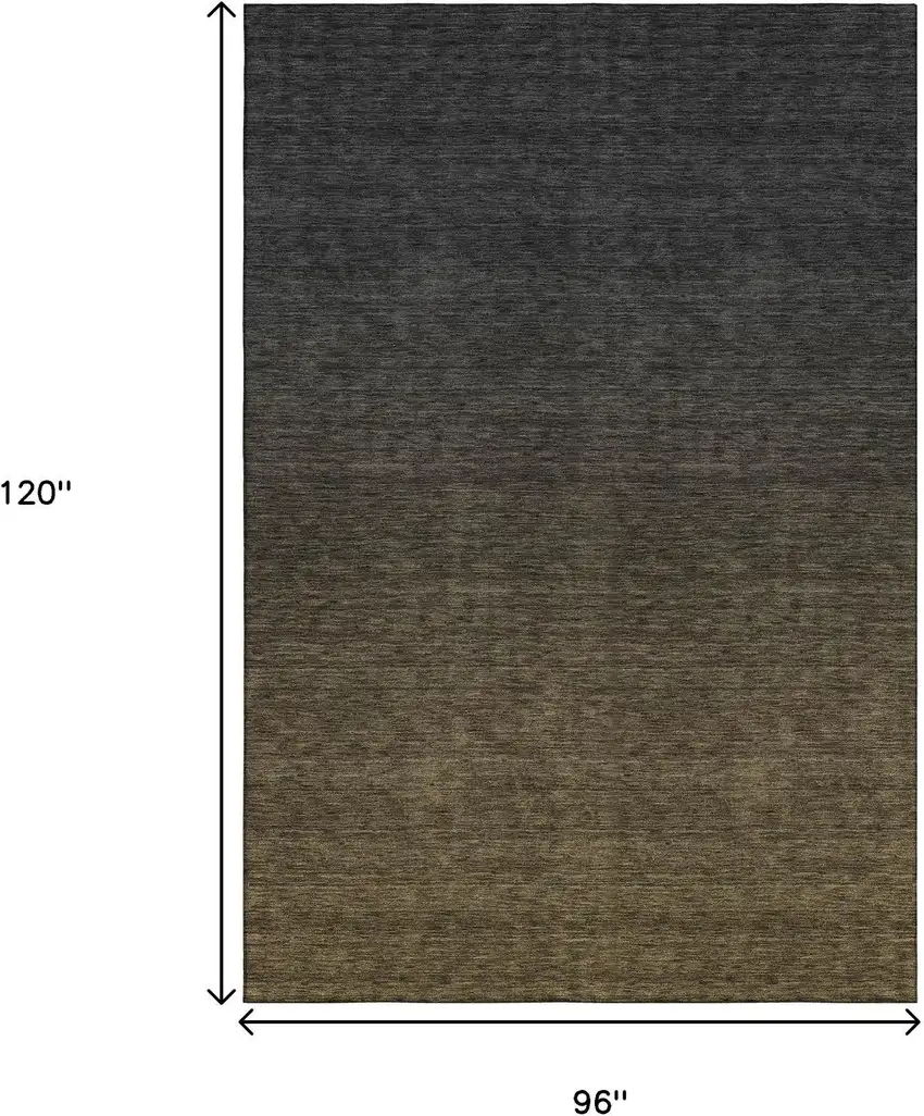 Chocolate And Gray Ombre Washable Area Rug With UV Protection Photo 3