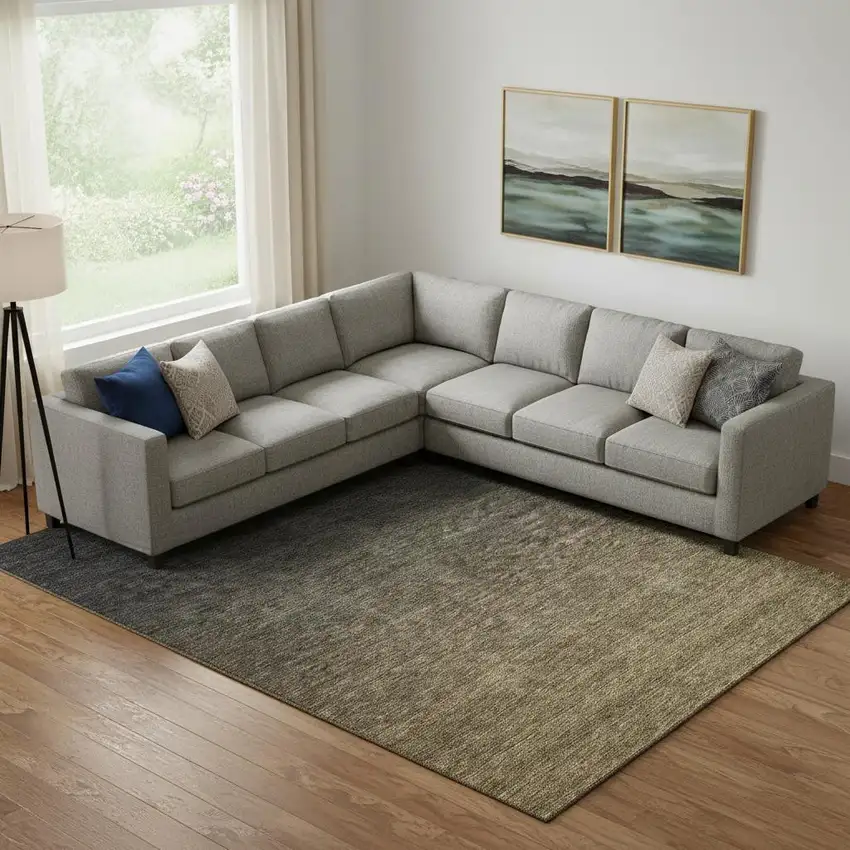 Chocolate And Gray Ombre Washable Area Rug With UV Protection Photo 1