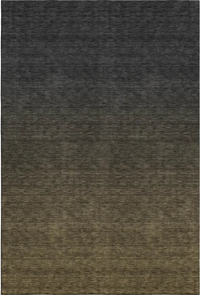 Chocolate And Gray Ombre Washable Area Rug With UV Protection Photo 1