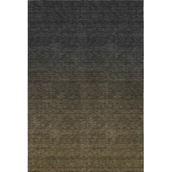 Chocolate And Gray Ombre Washable Area Rug With UV Protection Photo 4