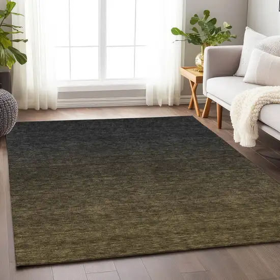 Chocolate And Gray Ombre Washable Area Rug With UV Protection Photo 6
