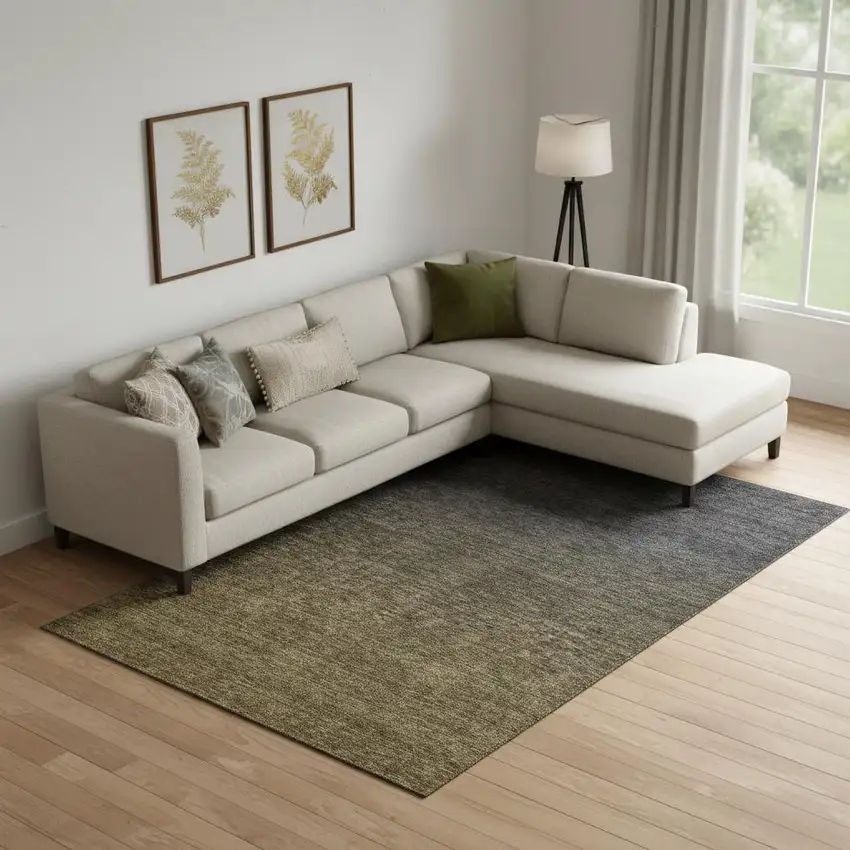 Chocolate And Gray Ombre Washable Area Rug With UV Protection Photo 1