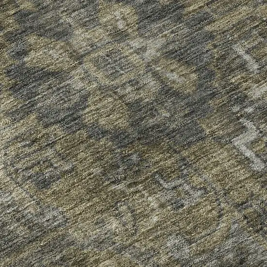 Chocolate And Gray Medallion Distressed Washable Area Rug With UV Protection Photo 9