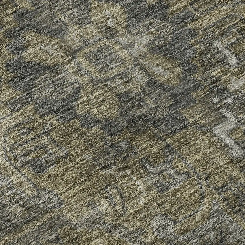 Chocolate And Gray Medallion Distressed Washable Area Rug With UV Protection Photo 9