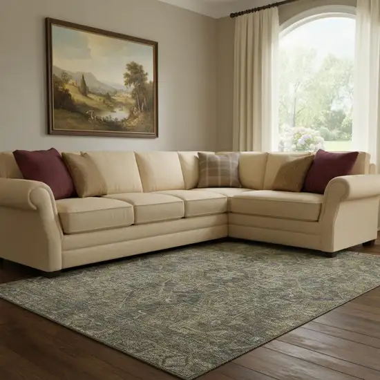 Chocolate And Gray Oriental Washable Area Rug With UV Protection Photo 1