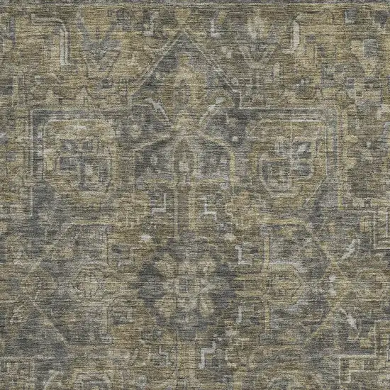 Chocolate And Gray Oriental Washable Area Rug With UV Protection Photo 3