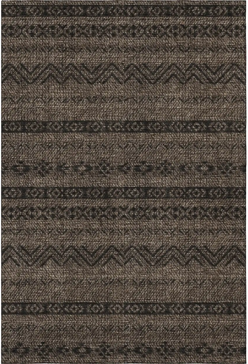 Chocolate And Gray Southwestern Washable Area Rug With UV Protection Photo 4