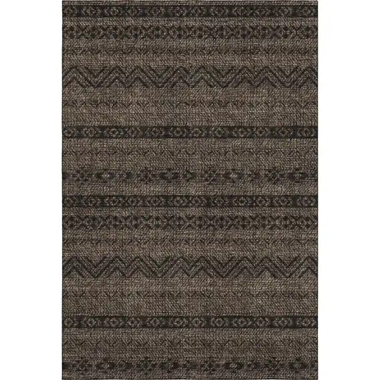 Chocolate And Gray Southwestern Washable Area Rug With UV Protection Photo 1