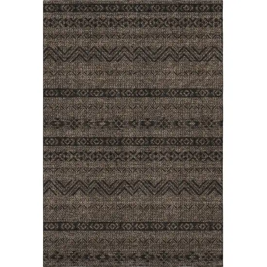 Chocolate And Gray Southwestern Washable Area Rug With UV Protection Photo 4