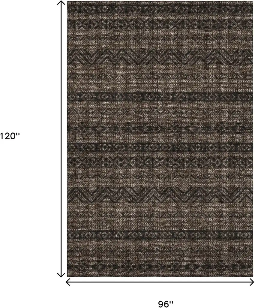 Chocolate And Gray Southwestern Washable Area Rug With UV Protection Photo 3