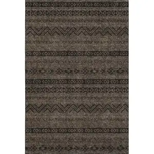 Photo of Chocolate And Gray Southwestern Washable Area Rug With UV Protection