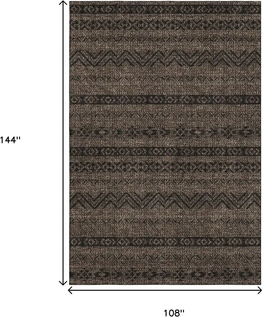 Chocolate And Gray Southwestern Washable Area Rug With UV Protection Photo 3