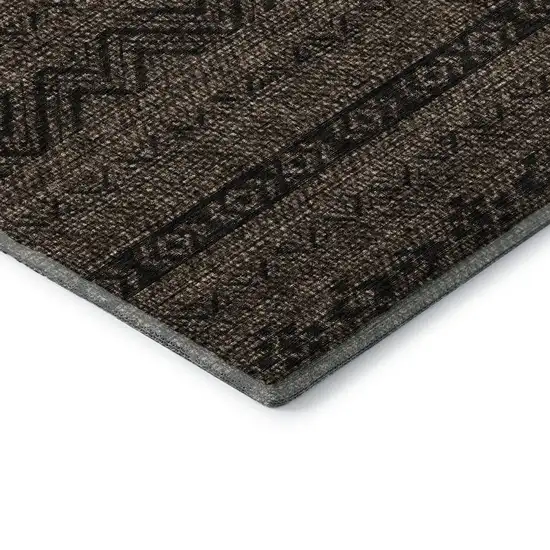 Chocolate And Gray Southwestern Washable Area Rug With UV Protection Photo 8