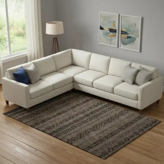 Chocolate And Gray Southwestern Washable Area Rug With UV Protection Photo 1