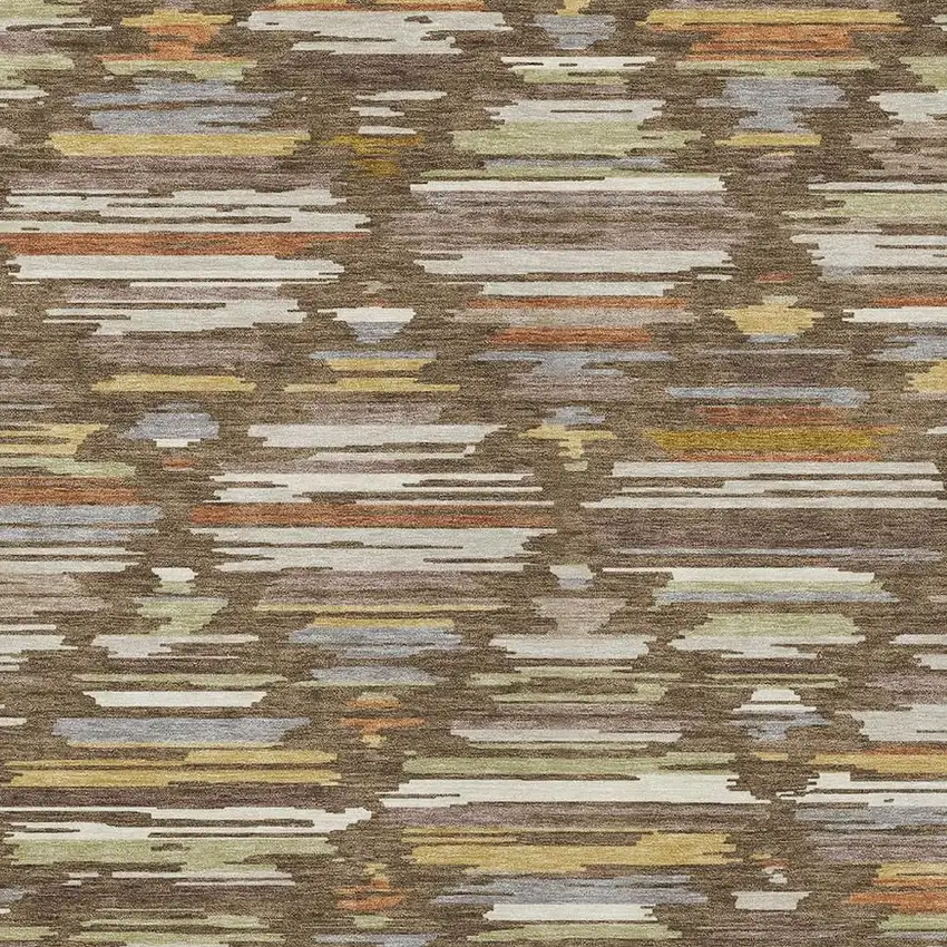 Chocolate And Gray Southwestern Washable Indoor Outdoor Area Rug Photo 2