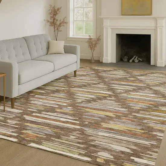 Chocolate And Gray Southwestern Washable Indoor Outdoor Area Rug Photo 6