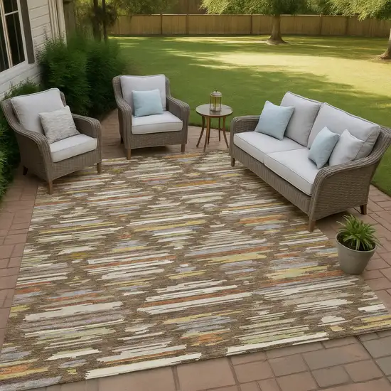Chocolate And Gray Southwestern Washable Indoor Outdoor Area Rug Photo 4