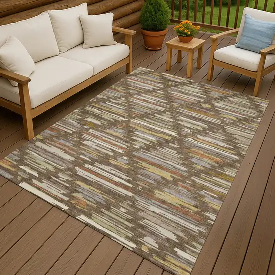 Chocolate And Gray Southwestern Washable Indoor Outdoor Area Rug Photo 7