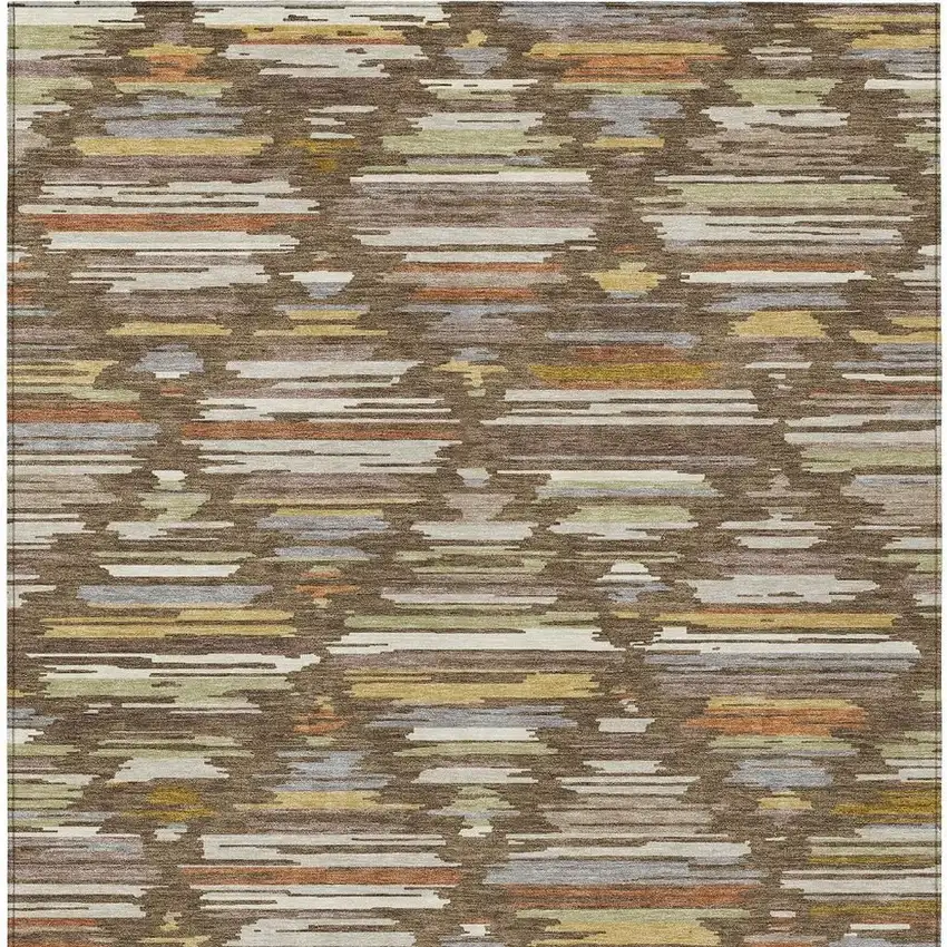 Chocolate And Gray Southwestern Washable Indoor Outdoor Area Rug Photo 3