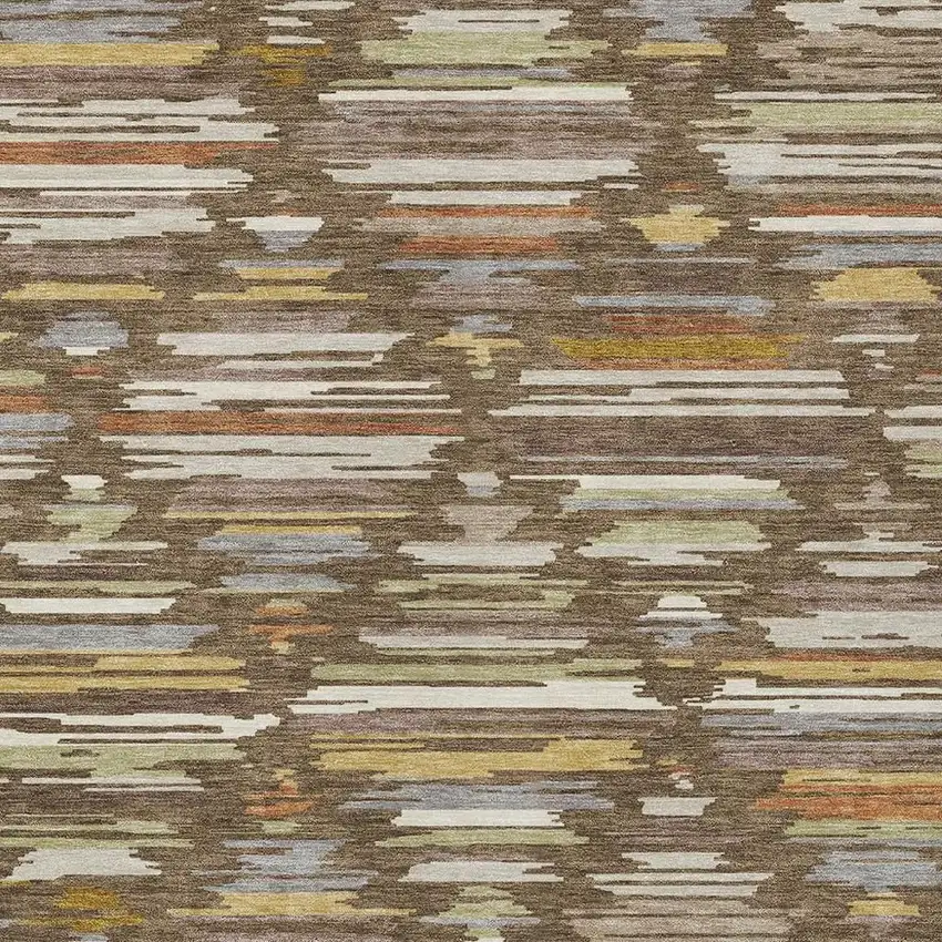 Chocolate And Gray Southwestern Washable Indoor Outdoor Area Rug Photo 2