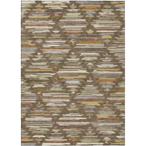 Photo of Chocolate And Gray Southwestern Washable Indoor Outdoor Area Rug