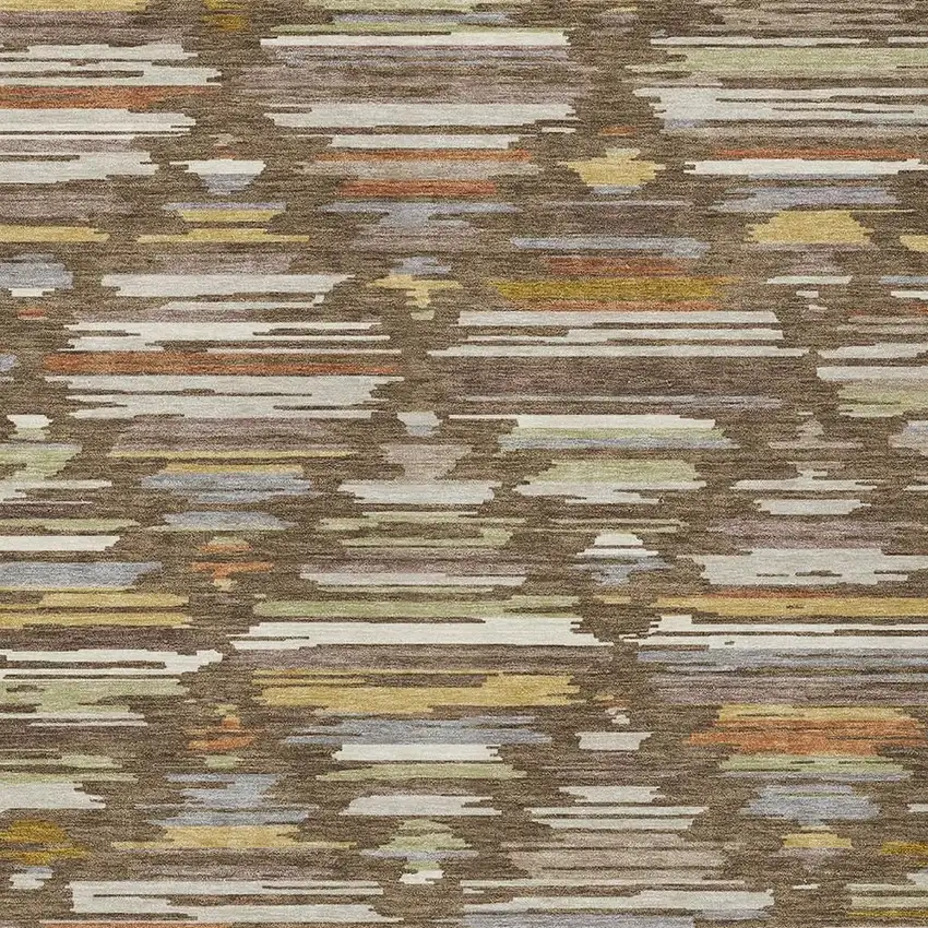 Chocolate And Gray Southwestern Washable Indoor Outdoor Area Rug Photo 2