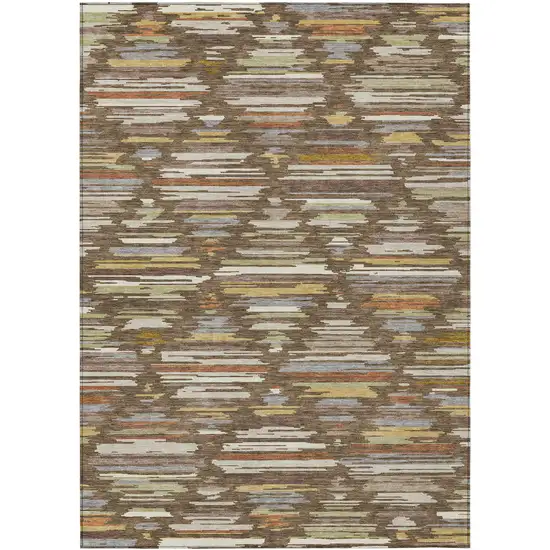 Chocolate And Gray Southwestern Washable Indoor Outdoor Area Rug Photo 1