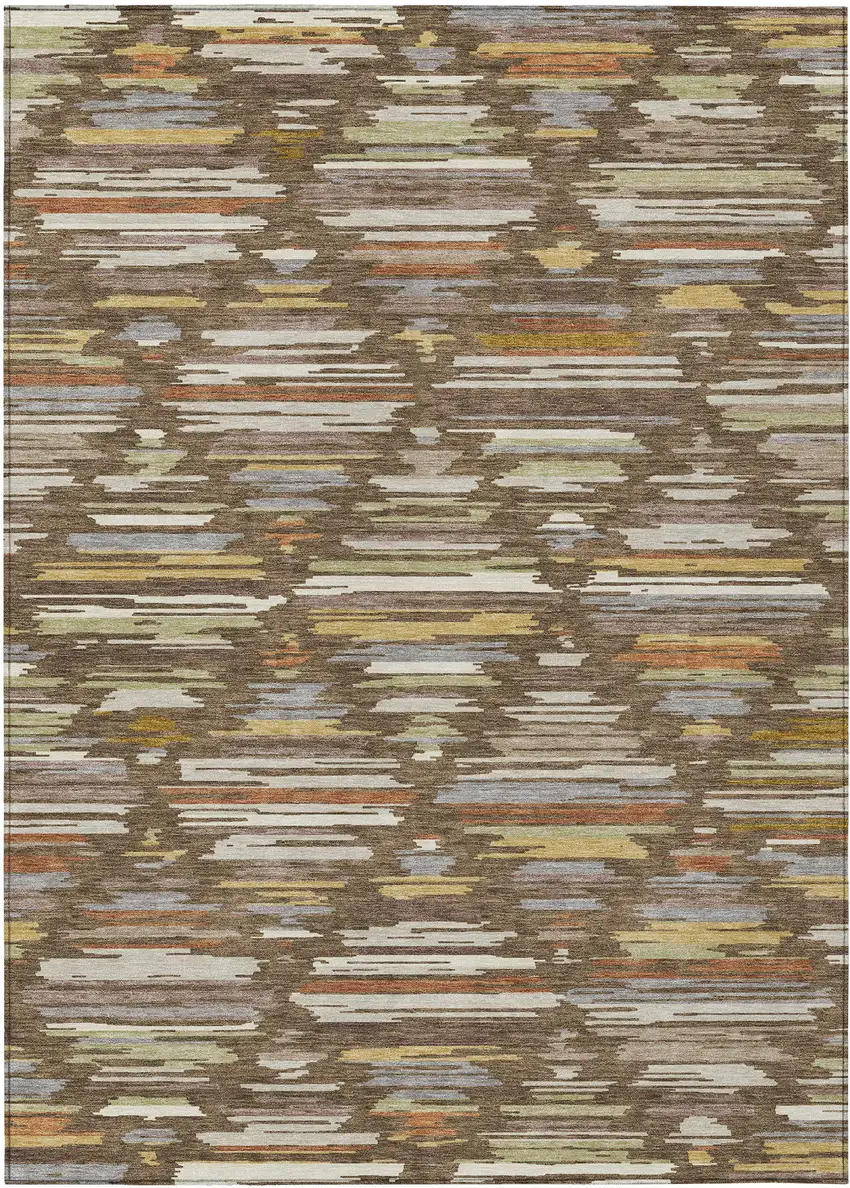 Chocolate And Gray Southwestern Washable Indoor Outdoor Area Rug Photo 1