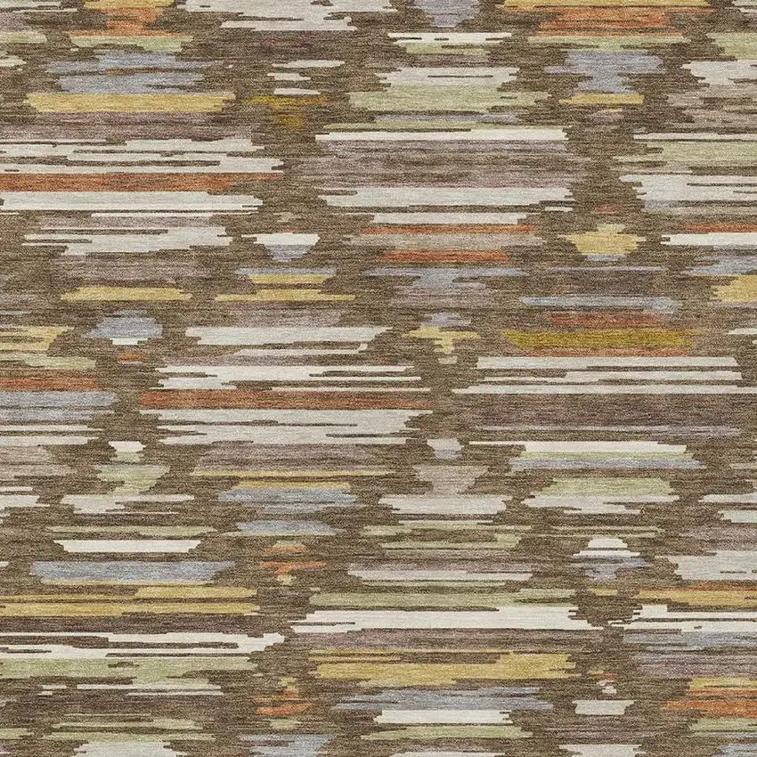 Chocolate And Gray Southwestern Washable Indoor Outdoor Area Rug Photo 2