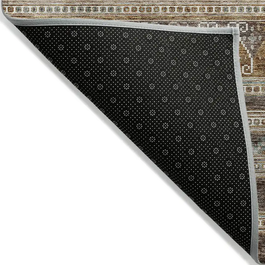 Chocolate And Gray Southwestern Washable Indoor Outdoor Area Rug Photo 6