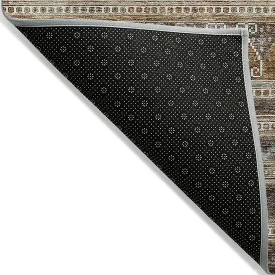 Chocolate And Gray Southwestern Washable Indoor Outdoor Area Rug Photo 6