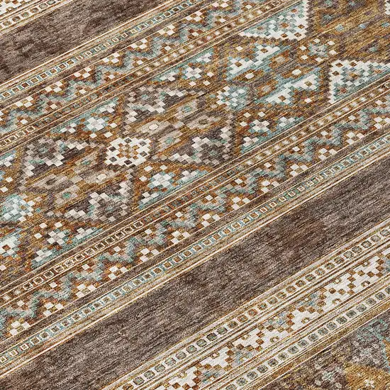 Chocolate And Gray Southwestern Washable Indoor Outdoor Area Rug Photo 3