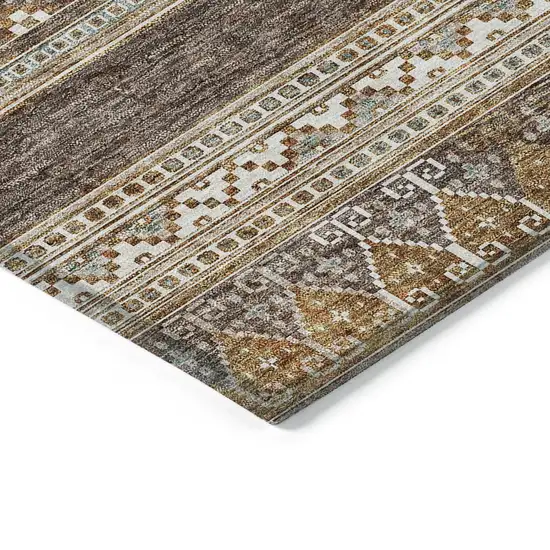 Chocolate And Gray Southwestern Washable Indoor Outdoor Area Rug Photo 2