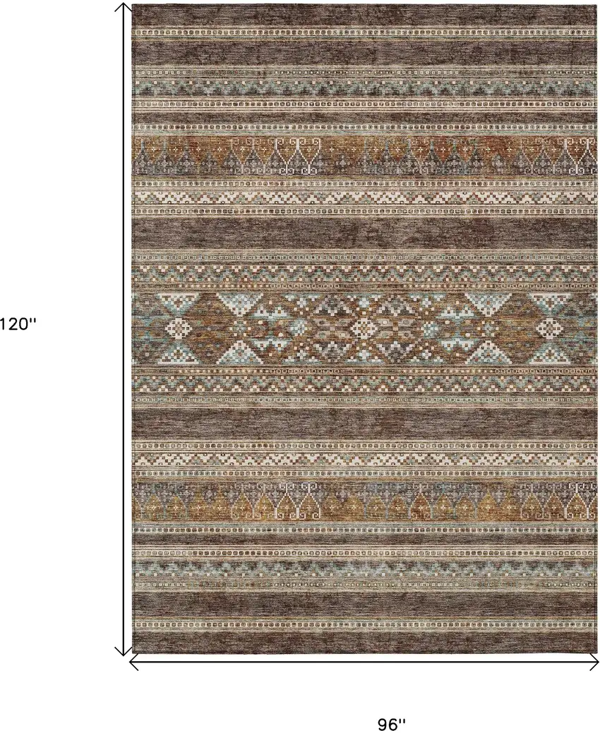 Chocolate And Gray Southwestern Washable Indoor Outdoor Area Rug Photo 3
