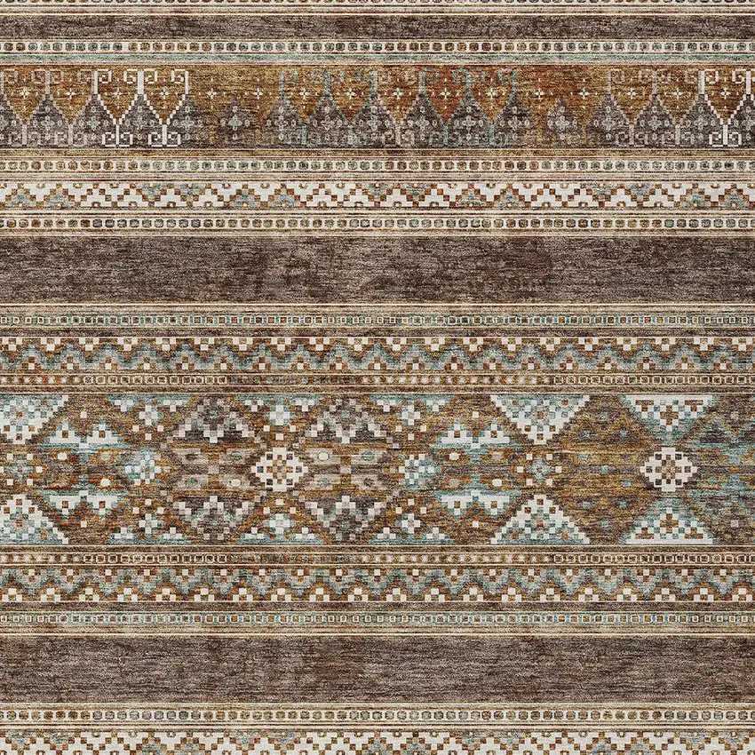 Chocolate And Gray Southwestern Washable Indoor Outdoor Area Rug Photo 4
