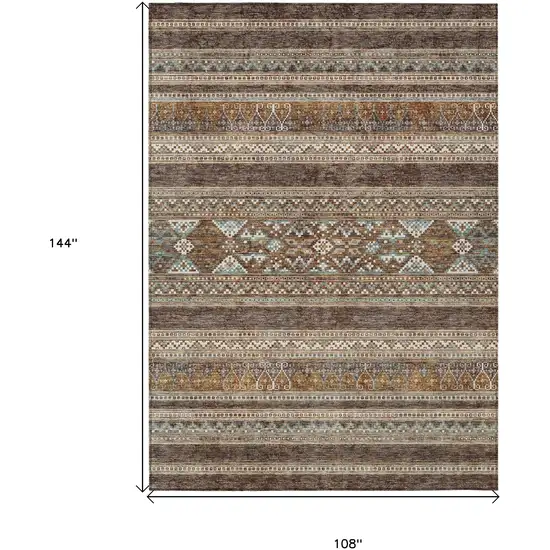 Chocolate And Gray Southwestern Washable Indoor Outdoor Area Rug Photo 3